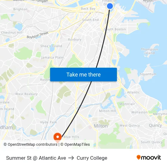 Summer St @ Atlantic Ave to Curry College map