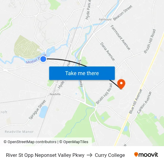 River St Opp Neponset Valley Pkwy to Curry College map