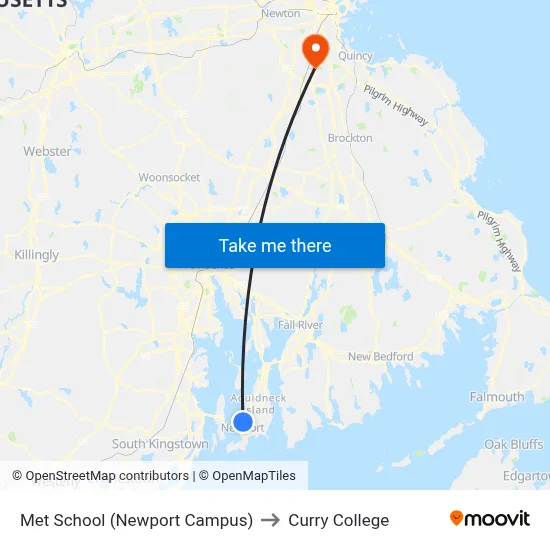 Met School (Newport Campus) to Curry College map