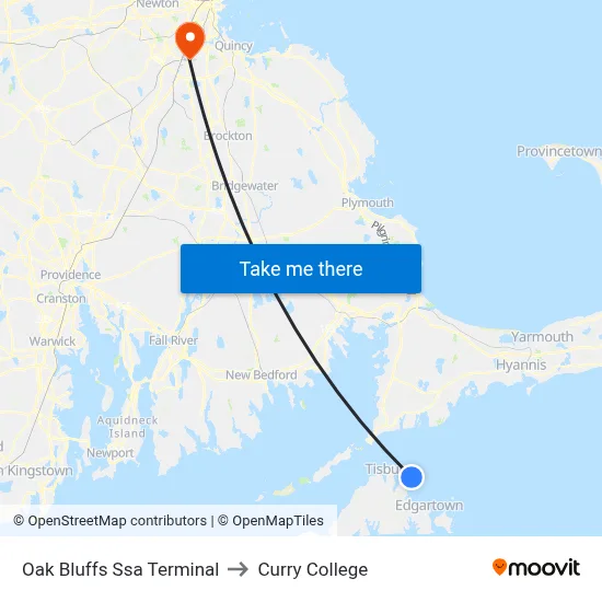Oak Bluffs Ssa Terminal to Curry College map