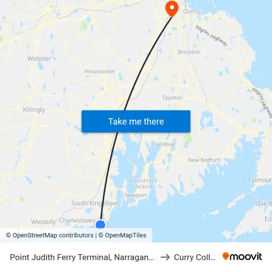 Point Judith Ferry Terminal, Narragansett, Ri to Curry College map