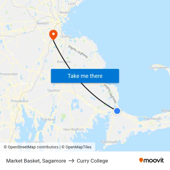 Market Basket, Sagamore to Curry College map