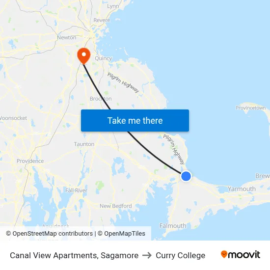 Canal View Apartments, Sagamore to Curry College map