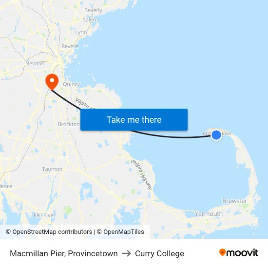 Macmillan Pier, Provincetown to Curry College map