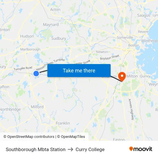 Southborough Mbta Station to Curry College map