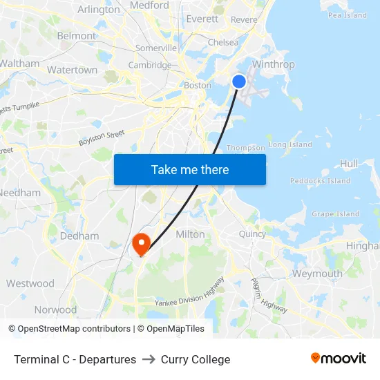 Terminal C - Departures to Curry College map