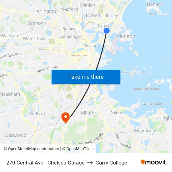 270 Central Ave - Chelsea Garage to Curry College map