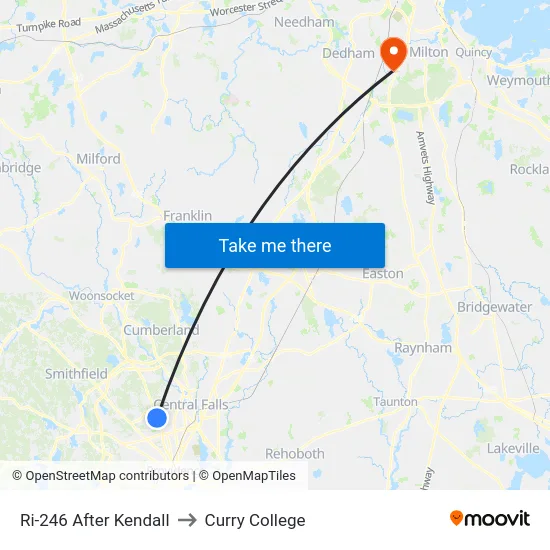 Ri-246 After Kendall to Curry College map