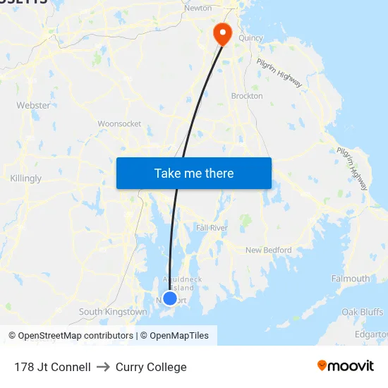 178 Jt Connell to Curry College map