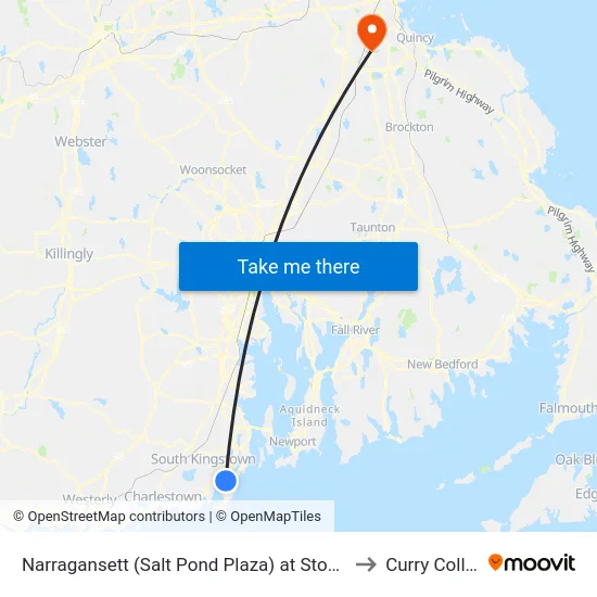 Narragansett (Salt Pond Plaza) at Stop & Shop to Curry College map