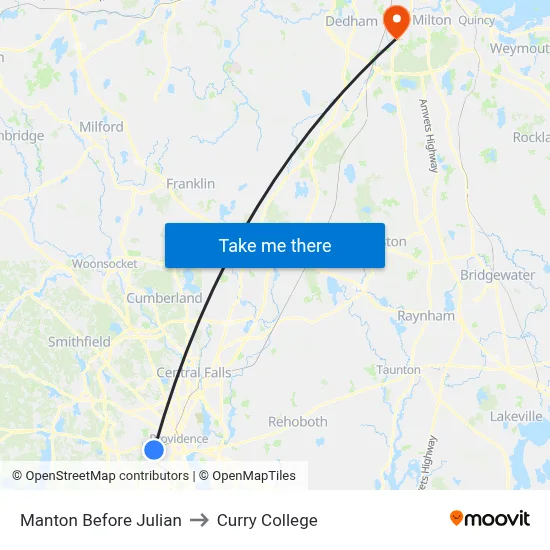 Manton Before Julian to Curry College map