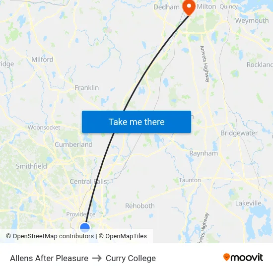 Allens After Pleasure to Curry College map