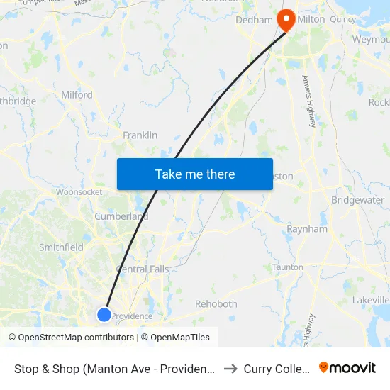 Stop & Shop (Manton Ave - Providence) to Curry College map