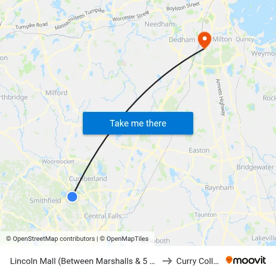 Lincoln Mall (Between Marshalls & 5 Below) to Curry College map
