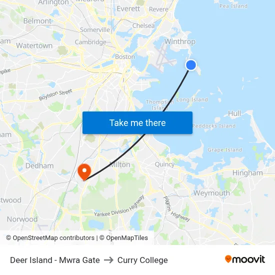 Deer Island - Mwra Gate to Curry College map