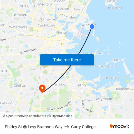 Shirley St @ Levy Bramson Way to Curry College map