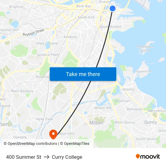 400 Summer St to Curry College map