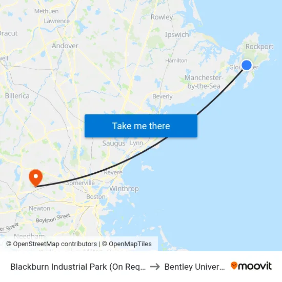 Blackburn Industrial Park (On Request) to Bentley University map