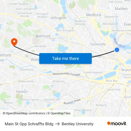Main St Opp Schraffts Bldg to Bentley University map