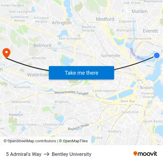 5 Admiral's Way to Bentley University map