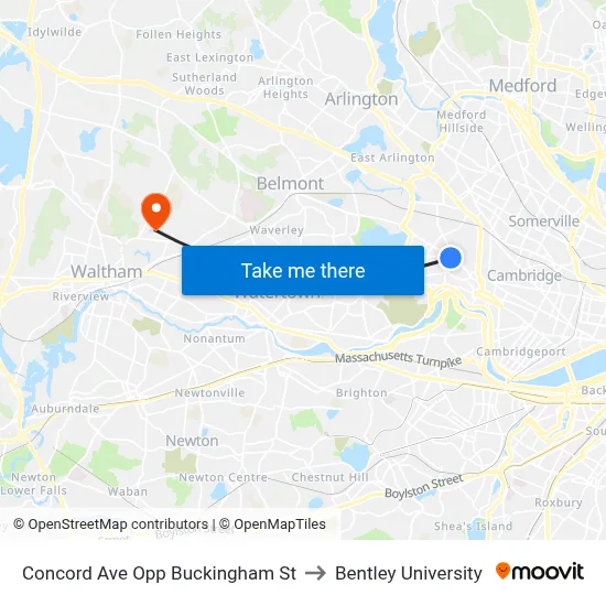 Concord Ave Opp Buckingham St to Bentley University map