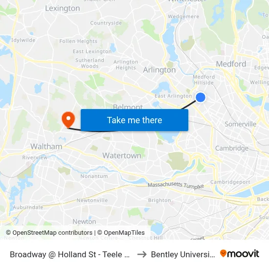 Broadway @ Holland St - Teele Sq to Bentley University map