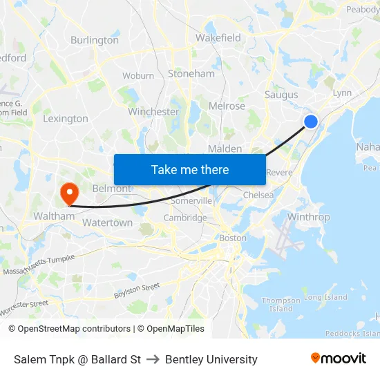 Salem Tnpk @ Ballard St to Bentley University map