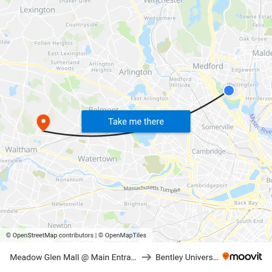 Meadow Glen Mall @ Main Entrance to Bentley University map