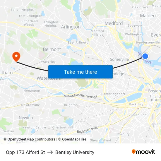 Opp 173 Alford St to Bentley University map