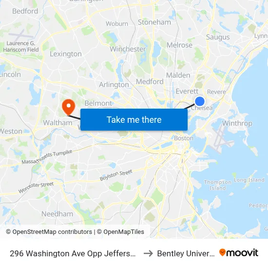 296 Washington Ave Opp Jefferson Ave to Bentley University map