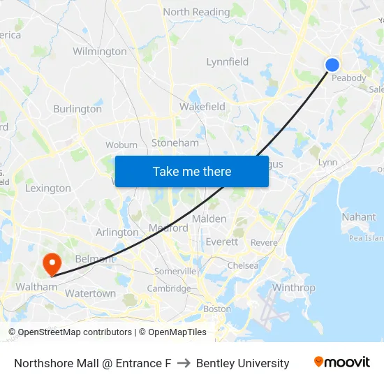 Northshore Mall @ Entrance F to Bentley University map