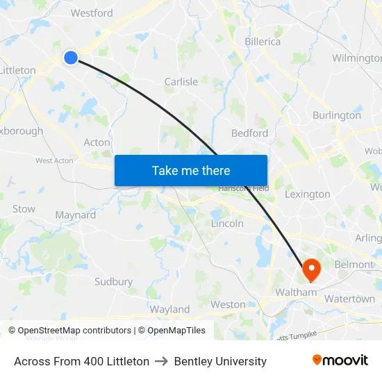 Across From 400 Littleton to Bentley University map
