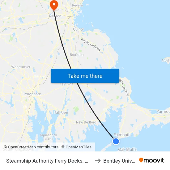 Steamship Authority Ferry Docks, Woods Hole to Bentley University map