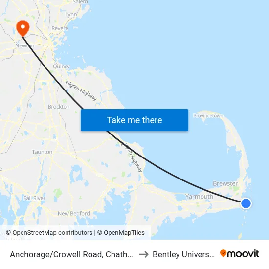 Anchorage/Crowell Road, Chatham to Bentley University map