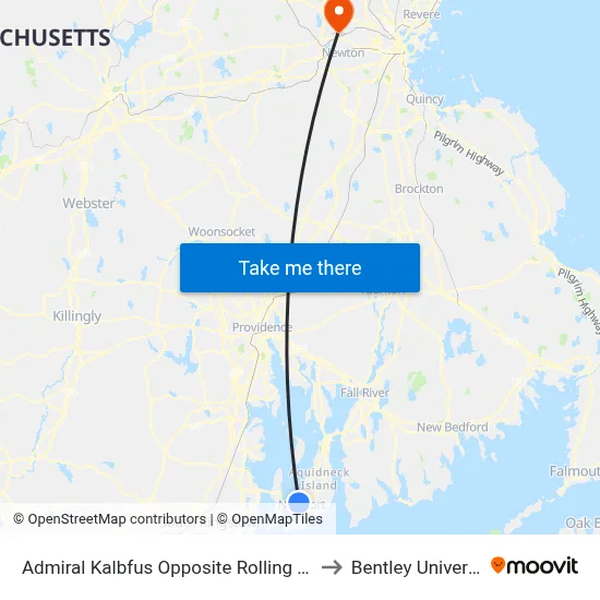 Admiral Kalbfus Opposite Rolling Green to Bentley University map
