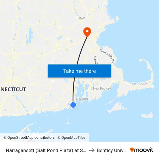 Narragansett (Salt Pond Plaza) at Stop & Shop to Bentley University map