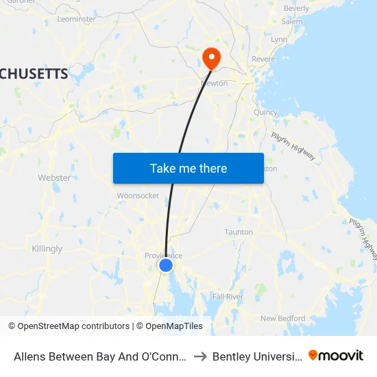 Allens Between Bay And O'Connell to Bentley University map