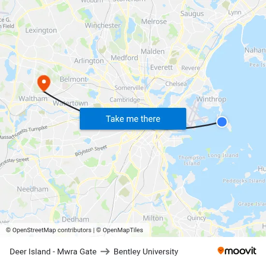 Deer Island - Mwra Gate to Bentley University map