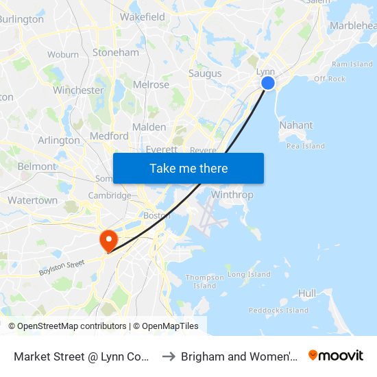 Market Street @ Lynn Commuter Rail to Brigham and Women's Hospital map