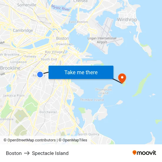 Boston to Spectacle Island map