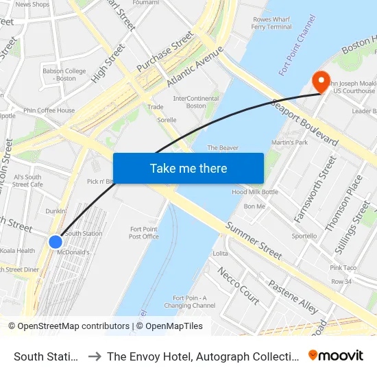 South Station to The Envoy Hotel, Autograph Collection map