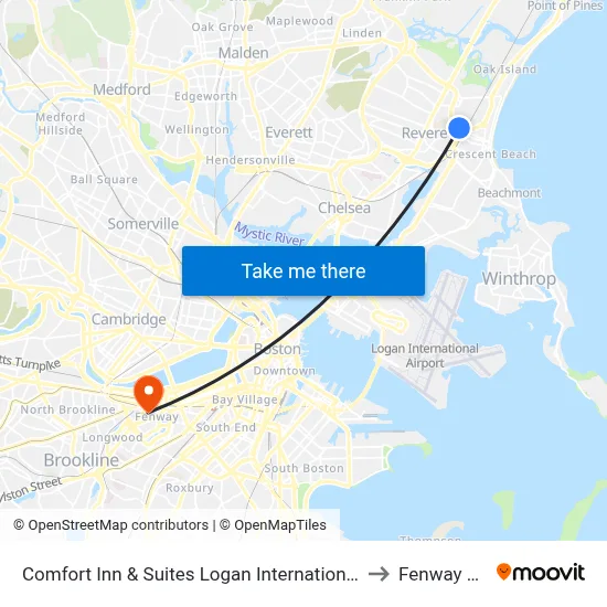 Comfort Inn & Suites Logan International Airport to Fenway Park map