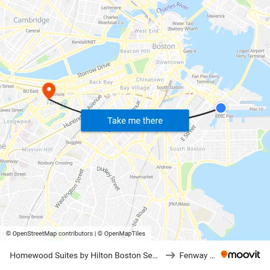 Homewood Suites by Hilton Boston Seaport District to Fenway Park map