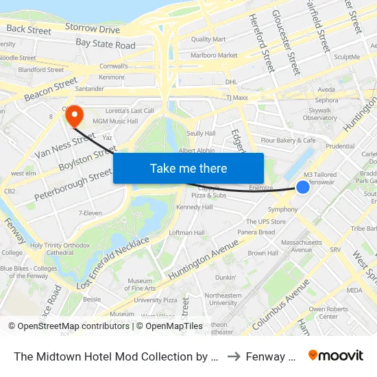 The Midtown Hotel Mod Collection by Sonesta to Fenway Park map