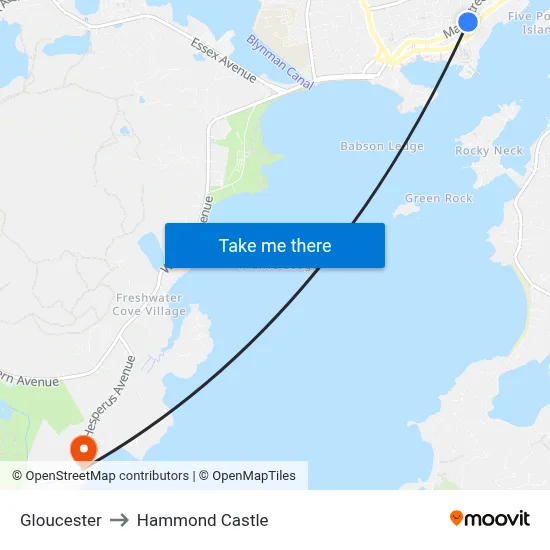 Gloucester to Hammond Castle map