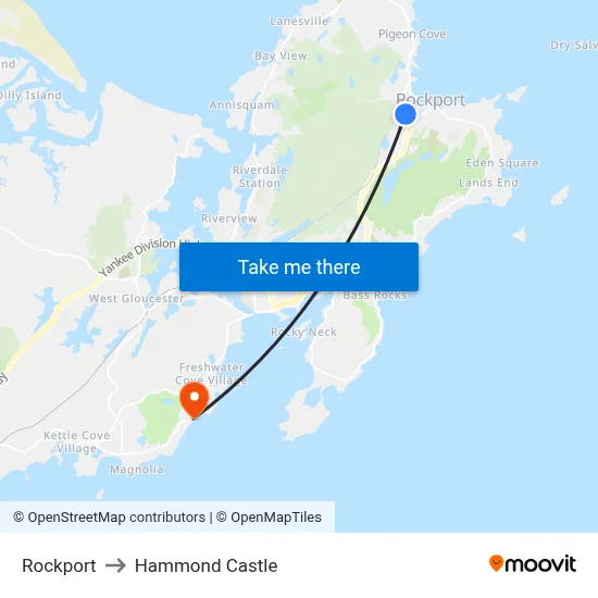 Rockport to Hammond Castle map