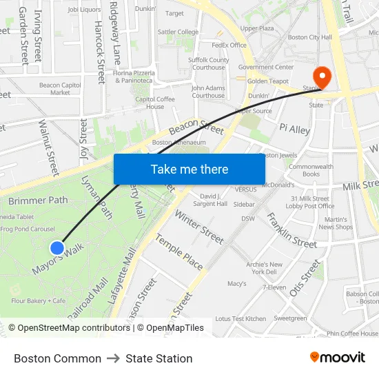Boston Common to State Station map