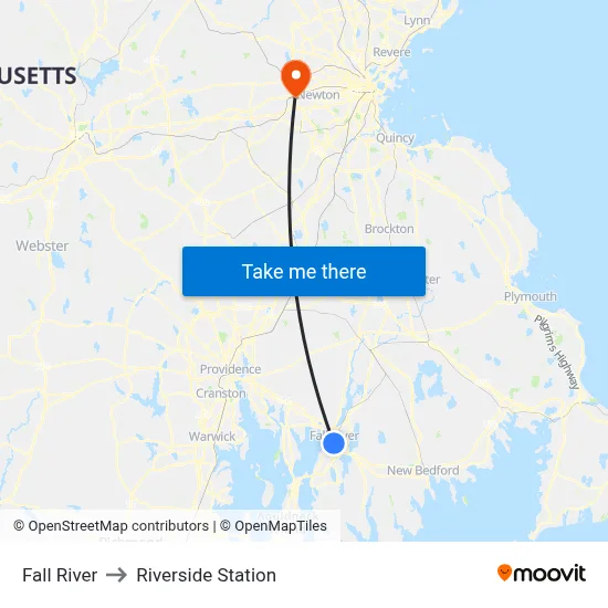 Fall River to Riverside Station map