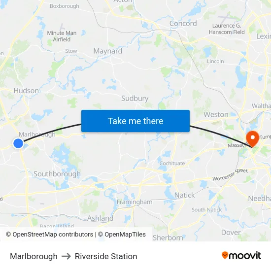 Marlborough to Riverside Station map