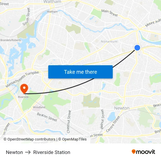 Newton to Riverside Station map